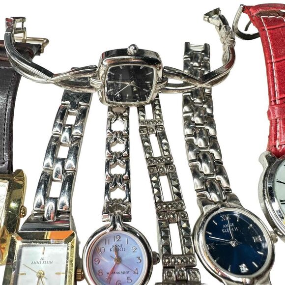Lot of 6 Anne Klein (II) Watches Leather Bands Analog Quartz Good to EUC - Picture 7 of 11